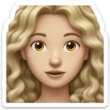pale girl with wavy dark blonde hair and brown eyes sticker