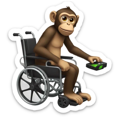 Monkey in a wheelchair playing xbox  sticker