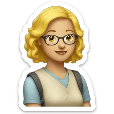 A young woman with glasses and yellow hair teaches children history sticker