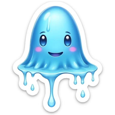 Cinematic Realistic Clear Blue Slime, glossy and translucent with a soft blue hue, light reflecting off its smooth surface, subtle bubbles trapped inside, slightly jiggling with movement, delicate highlights enhancing its wet and squishy texture, glowing with a soft, magical aura. sticker