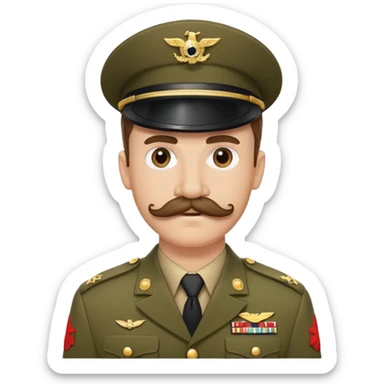 Soldier with curly mustache in military uniform sticker