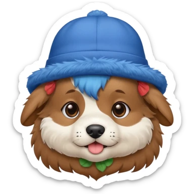 puppy dog with hat blue sticker