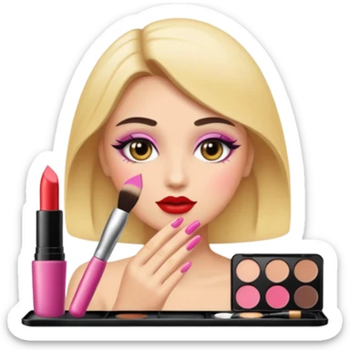 Putting on makeup sticker