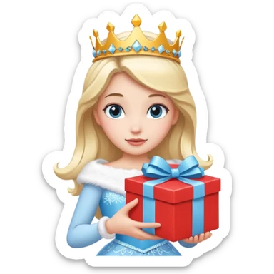 White Snow princess hold carton box gift sticker