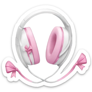 A pair of aesthetic headphones white with pink bows sticker