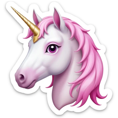 head of an anthropomorphised female unicorn horse, looking straight ahead, standard pose sticker