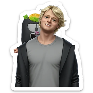 blonde boy in black jacket sticker