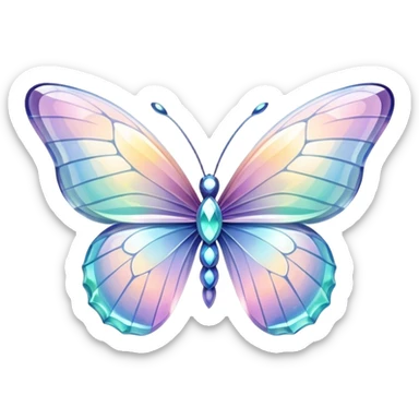 Sparkly glossy Pastel iridescent glass crystal butterfly sticker