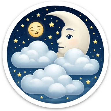 Good night with clouds and the moon in the sky sticker