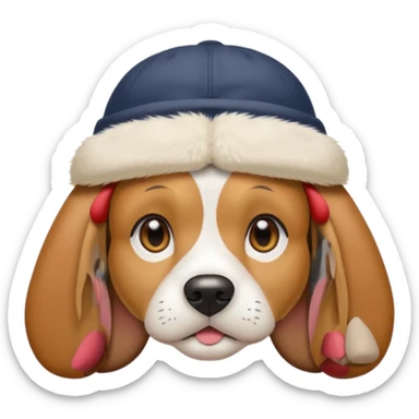 Beagle wearing backwards hat sticker