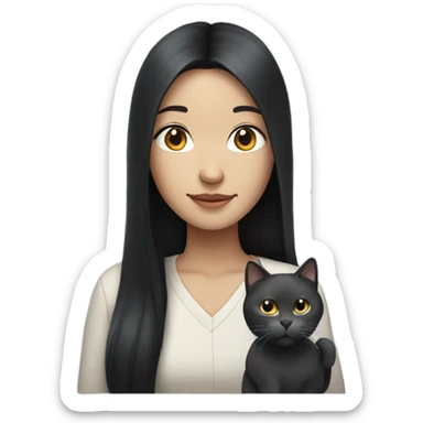 Chinese hair with gray cat sticker