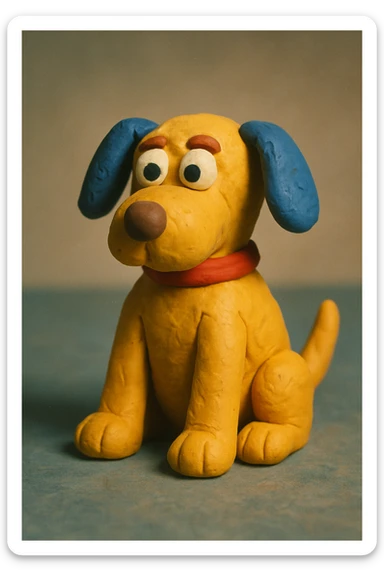 dog in claymation style sticker