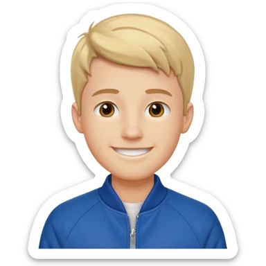 college boy with blue college jacket sticker