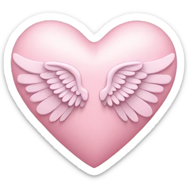 light pink heart with angel wings sticker