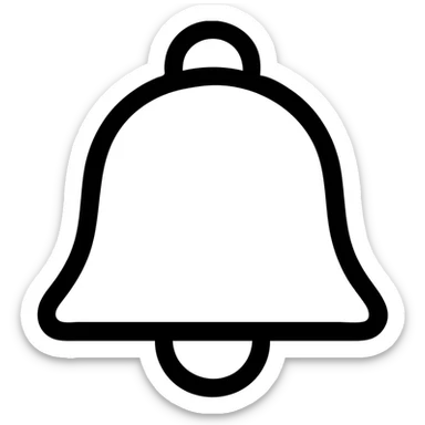Create a minimalistic bell (notification) icon with a very thick gray outline, no fill, no text, transparent background. sticker