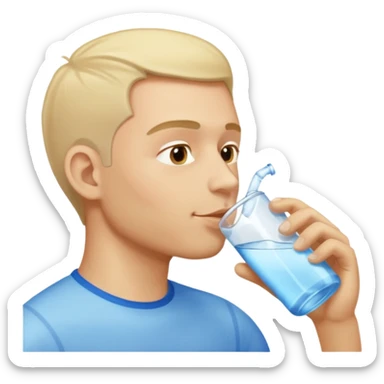 light man in profile drinking water sticker