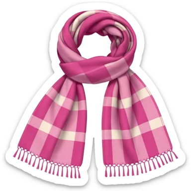 Scarf: pink plaid pattern
 sticker