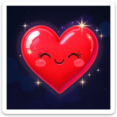 heart emoji, cute and shiny, with sparkles, no background sticker