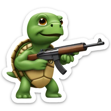 Turtle shooting a rifle sticker