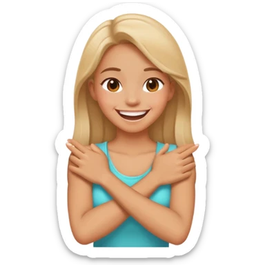 Arms crossed holding neck laughing girl sticker