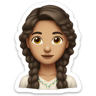 Mexican girl with darker brown hair brown eyes and freckles sticker