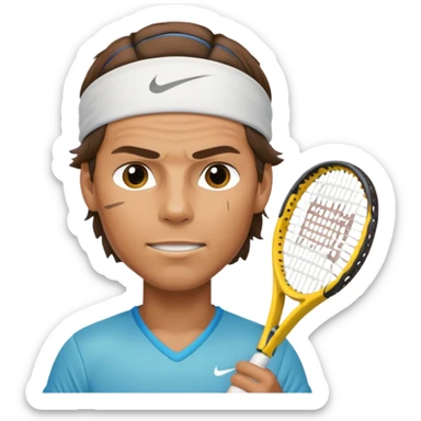 rafael nadal half body with head band,half body, tennis racket sticker