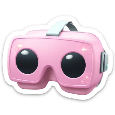 VR Headset Emoji "A pastel pink VR headset glowing softly, with tiny sparkles floating around and an ethereal, dreamy digital vibe." sticker