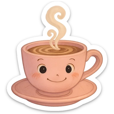 Remove the background, keep the pink mocha cute and inviting in Ghibli style with no background. sticker