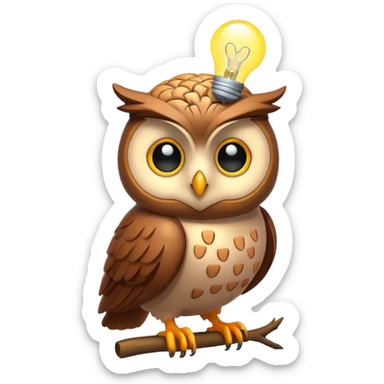 owl with glowing brain idea moment sticker