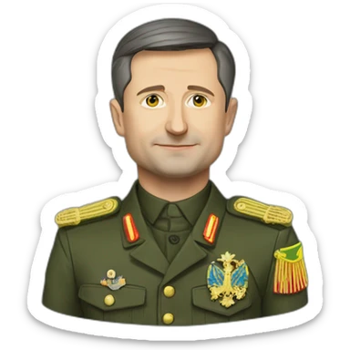 President of Ukraine Zelensky in military clothes sticker