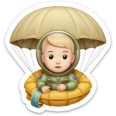 Skydiving baby with parachute and UFO sticker