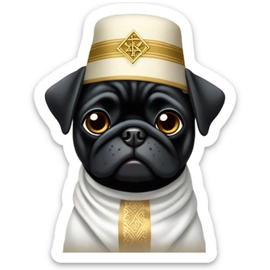 Black pug dress Jewish  sticker