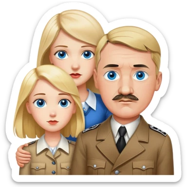 Hitler falling in love with girl with shoulder length blond hair and blue eyes  sticker