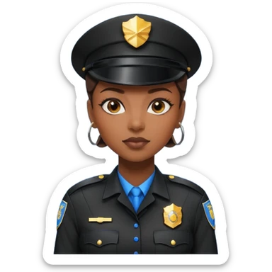 futuristic black woman cop sticker