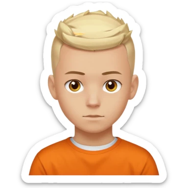 Blonde Buzzcut And Brown Mohawk. Amber Eye. Orange Tshirt. White Sleeve. Teenage Boy sticker