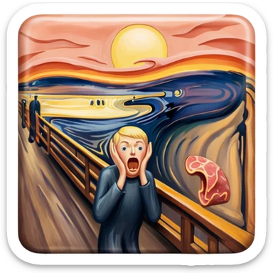 Edvard munch scream with SPAM MEAT landscape  sticker