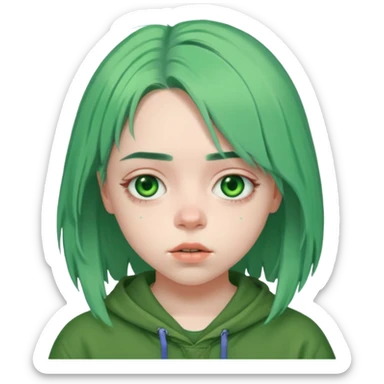 Billie Eilish green hair sticker