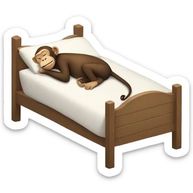 Monkey asleep in bed sticker