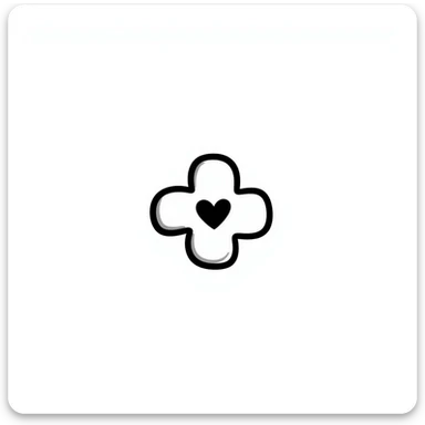 Hand-drawn sexual health clinic symbol with medical cross and heart icon sticker