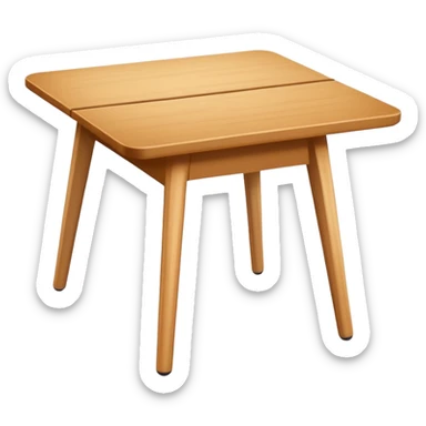 A flat, minimalistic, wooden table icon with four legs, viewed from the front, white background, no shadow, simple lines, high contrast, emoji design sticker