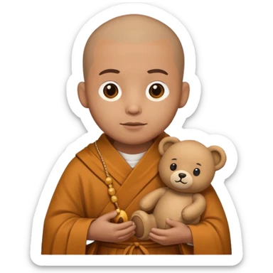Monk with teddy bear toy  sticker
