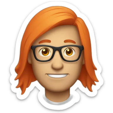 white red head men using orange glasses sticker