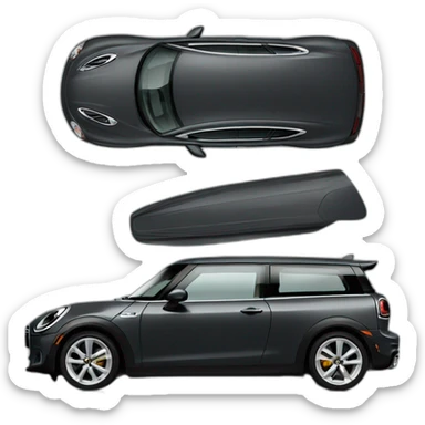 dark grey mini clubman with stripes and dark window sticker