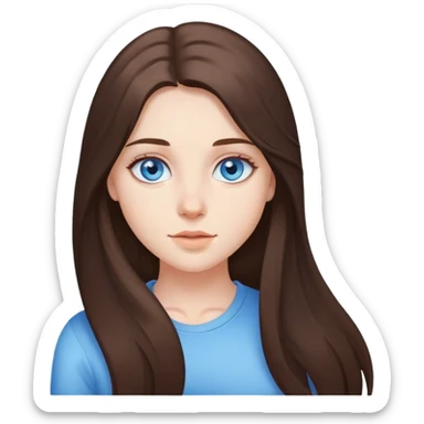 Brunette girl with long Hair and Blue Eyes  sticker