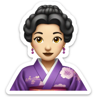 Long Purple heard lady in tradicional kimono wth purple eyes sticker