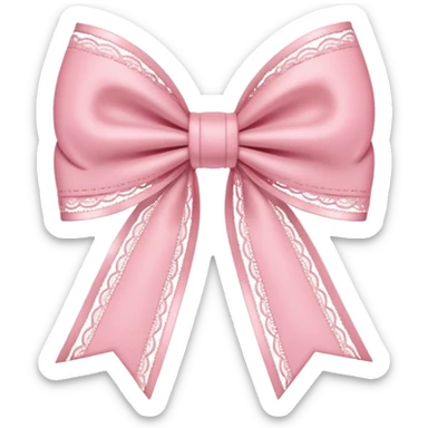 coquette style pink bow, soft and romantic, pastel pink, lace details, emoji size, no text sticker