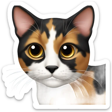  Calico cat with a black patch on nose sticker
