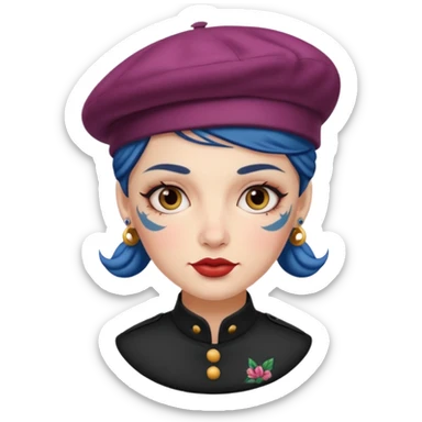 woman with tattooed faces wearing berets sticker