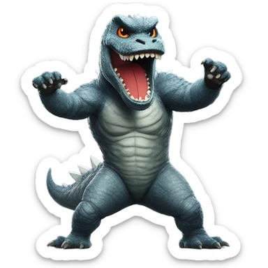 Godzilla dressed as a cheer leader  sticker