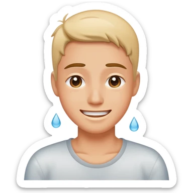 a face with a sweat drop and a relieved smile, showing relief after avoiding conflict sticker